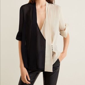 MANGO Two Toned Flowy Blouse